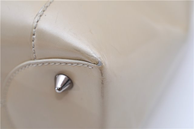 Authentic Christian Dior Maris Pearl Shoulder Tote Bag Enamel Ivory 8454D