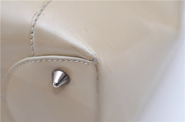 Authentic Christian Dior Maris Pearl Shoulder Tote Bag Enamel Ivory 8454D