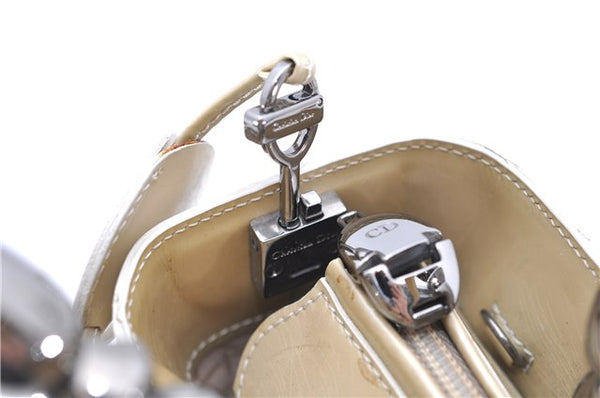 Authentic Christian Dior Maris Pearl Shoulder Tote Bag Enamel Ivory 8454D