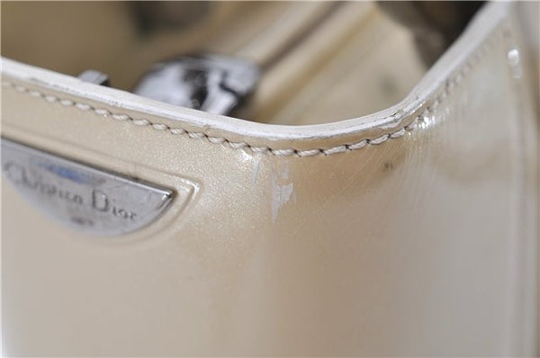 Authentic Christian Dior Maris Pearl Shoulder Tote Bag Enamel Ivory 8454D