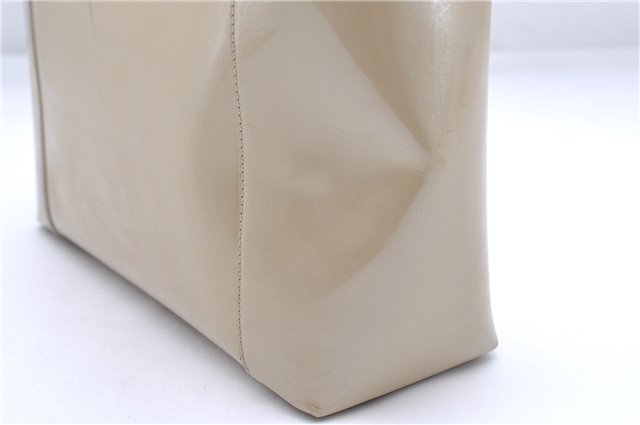 Authentic Christian Dior Maris Pearl Shoulder Tote Bag Enamel Ivory 8454D