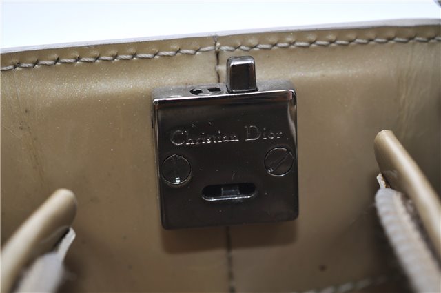 Authentic Christian Dior Maris Pearl Shoulder Tote Bag Enamel Ivory 8454D