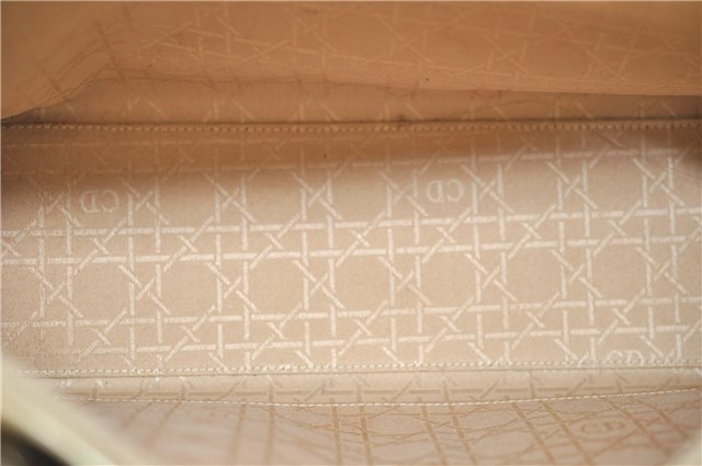 Authentic Christian Dior Maris Pearl Shoulder Tote Bag Enamel Ivory 8454D