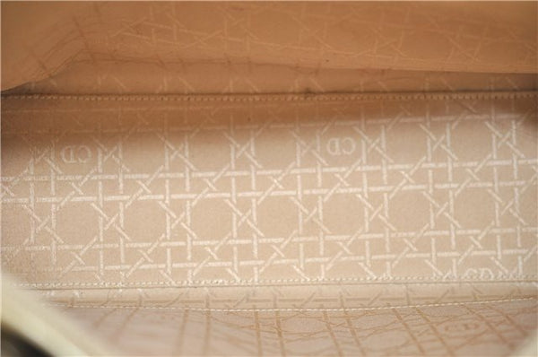 Authentic Christian Dior Maris Pearl Shoulder Tote Bag Enamel Ivory 8454D