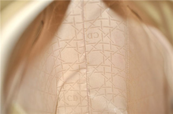 Authentic Christian Dior Maris Pearl Shoulder Tote Bag Enamel Ivory 8454D