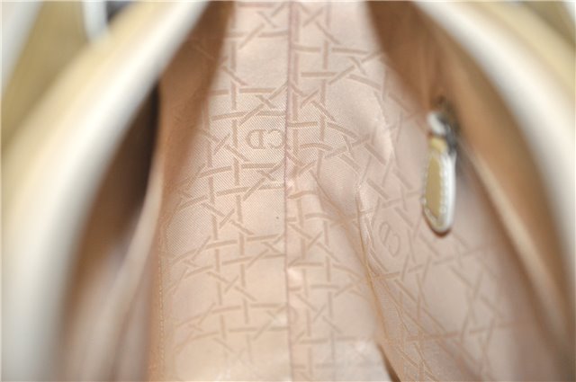 Authentic Christian Dior Maris Pearl Shoulder Tote Bag Enamel Ivory 8454D