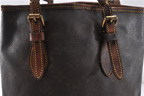 Authentic LOUIS VUITTON Monogram Bucket PM Shoulder Bag M42238 LV Junk 8456C