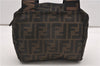 Authentic FENDI Zucca Hand Bag Pouch Purse Nylon Leather Brown 8457F