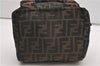 Authentic FENDI Zucca Hand Bag Pouch Purse Nylon Leather Brown 8457F