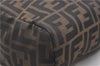 Authentic FENDI Zucca Hand Bag Pouch Purse Nylon Leather Brown 8457F