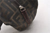 Authentic FENDI Zucca Hand Bag Pouch Purse Nylon Leather Brown 8457F