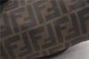 Authentic FENDI Zucca Hand Bag Pouch Purse Nylon Leather Brown 8457F