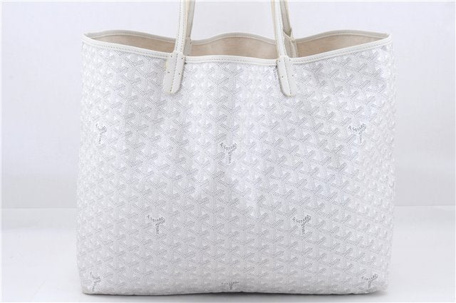 Authentic Goyard Saint Louis GM Shoulder Tote Bag PVC Leather White 8465D