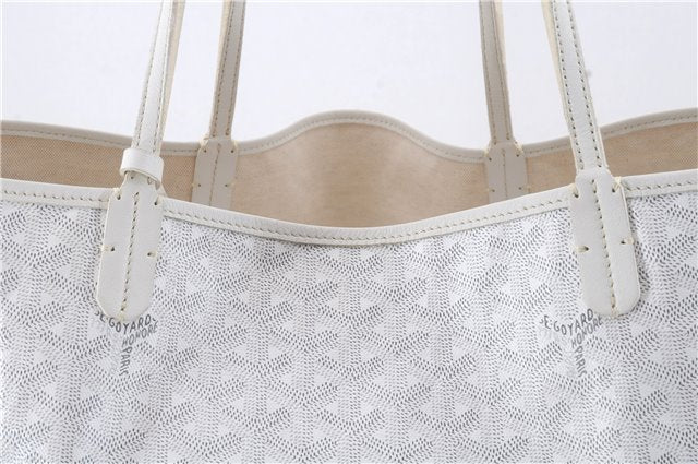 Authentic Goyard Saint Louis GM Shoulder Tote Bag PVC Leather White 8465D