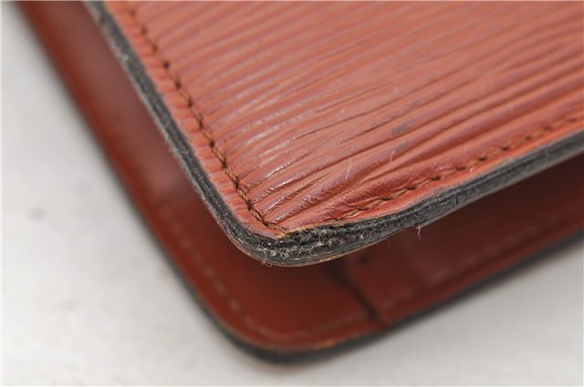 Authentic LOUIS VUITTON Epi Montaigne 27 Clutch Bag Brown M52653 LV 8472C