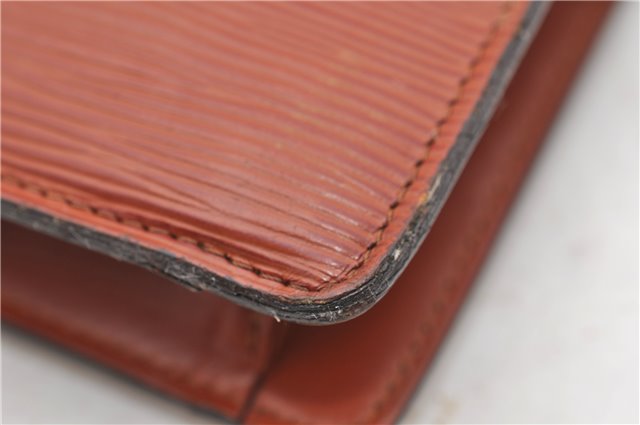 Authentic LOUIS VUITTON Epi Montaigne 27 Clutch Bag Brown M52653 LV 8472C