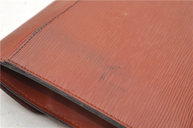 Authentic LOUIS VUITTON Epi Montaigne 27 Clutch Bag Brown M52653 LV 8472C