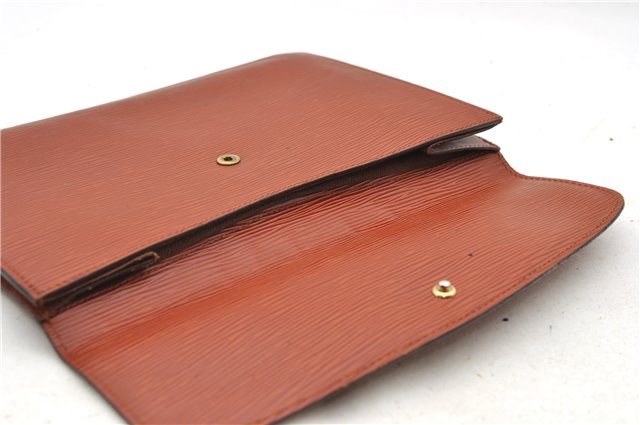 Authentic LOUIS VUITTON Epi Montaigne 27 Clutch Bag Brown M52653 LV 8472C