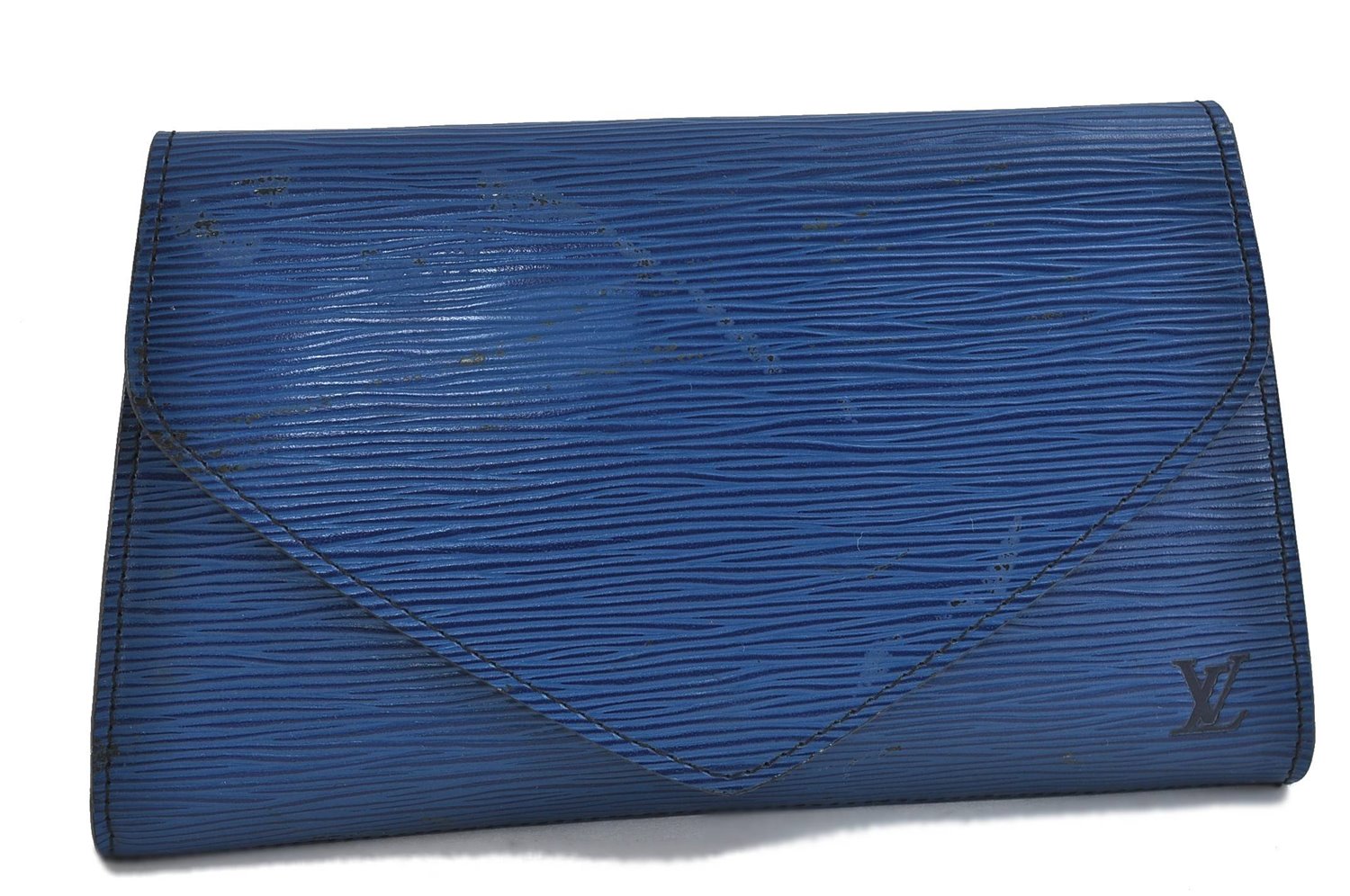 Authentic LOUIS VUITTON Epi Arts Deco Clutch Bag Blue M52635 LV 8473C