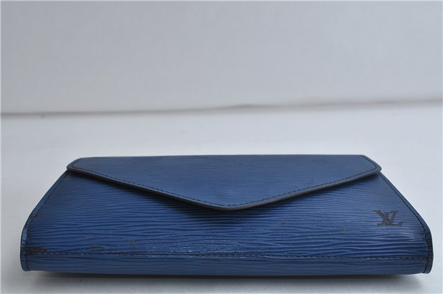 Authentic LOUIS VUITTON Epi Arts Deco Clutch Bag Blue M52635 LV 8473C