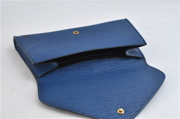 Authentic LOUIS VUITTON Epi Arts Deco Clutch Bag Blue M52635 LV 8473C