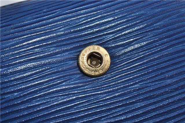 Authentic LOUIS VUITTON Epi Arts Deco Clutch Bag Blue M52635 LV 8473C