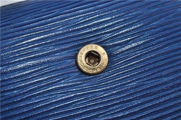 Authentic LOUIS VUITTON Epi Arts Deco Clutch Bag Blue M52635 LV 8473C