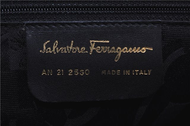 Authentic Salvatore Ferragamo Vara Leather Shoulder Tote Bag Navy Blue SF 8482D