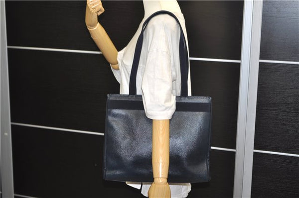Authentic Salvatore Ferragamo Vara Leather Shoulder Tote Bag Navy Blue SF 8482D