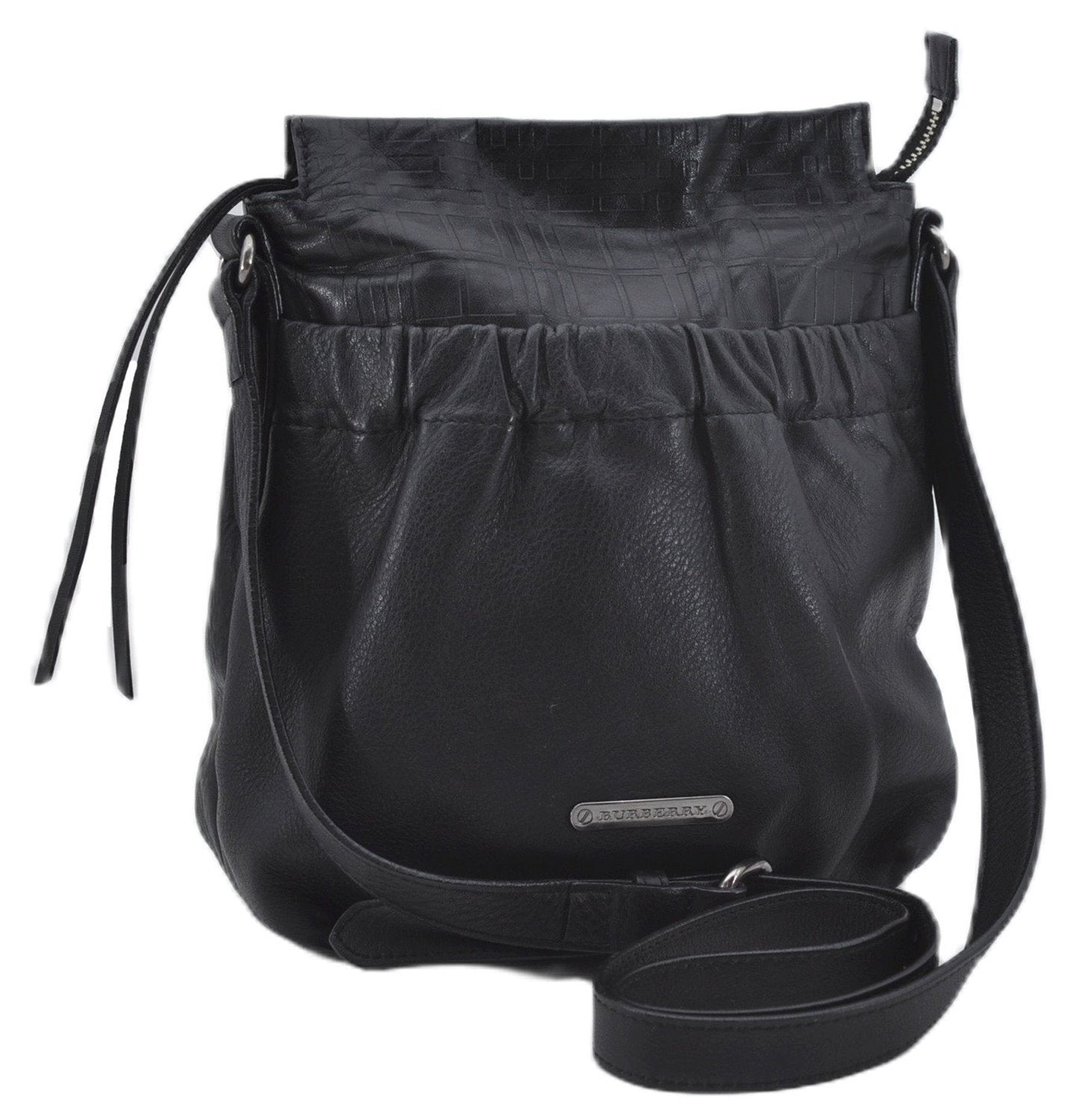 Authentic BURBERRY Vintage Leather Shoulder Cross Body Bag Purse Black 8486E