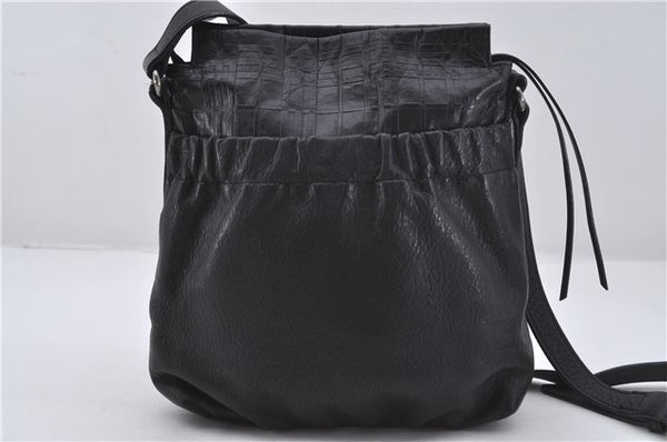 Authentic BURBERRY Vintage Leather Shoulder Cross Body Bag Purse Black 8486E