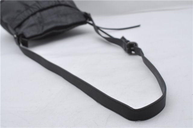Authentic BURBERRY Vintage Leather Shoulder Cross Body Bag Purse Black 8486E