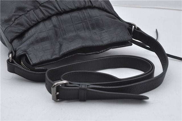 Authentic BURBERRY Vintage Leather Shoulder Cross Body Bag Purse Black 8486E