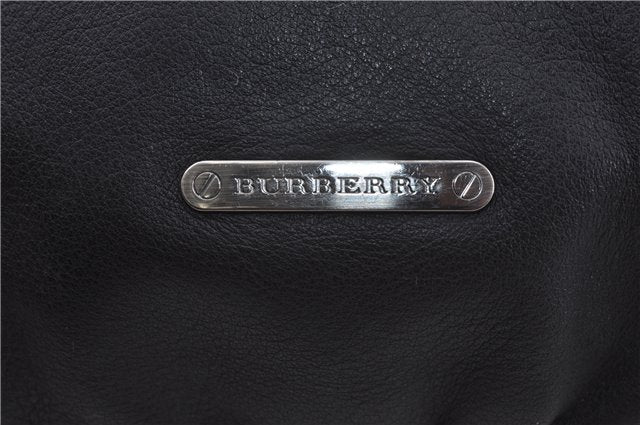 Authentic BURBERRY Vintage Leather Shoulder Cross Body Bag Purse Black 8486E