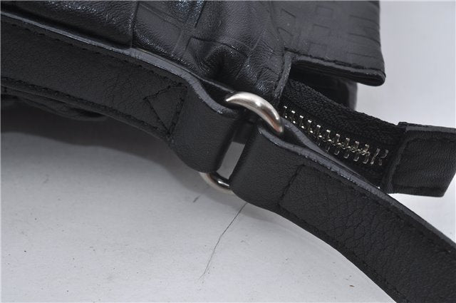 Authentic BURBERRY Vintage Leather Shoulder Cross Body Bag Purse Black 8486E