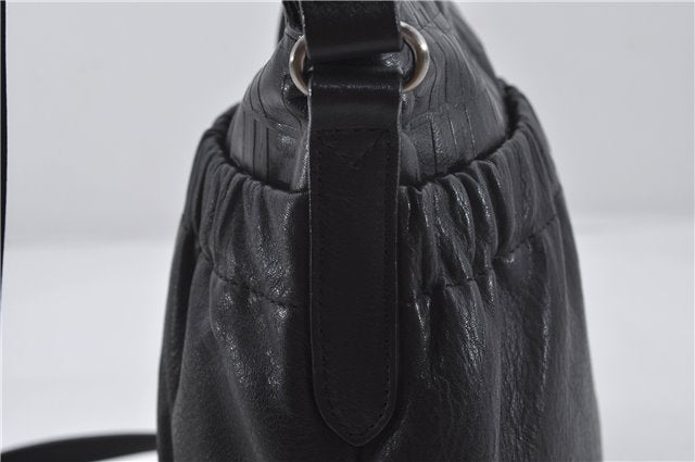Authentic BURBERRY Vintage Leather Shoulder Cross Body Bag Purse Black 8486E