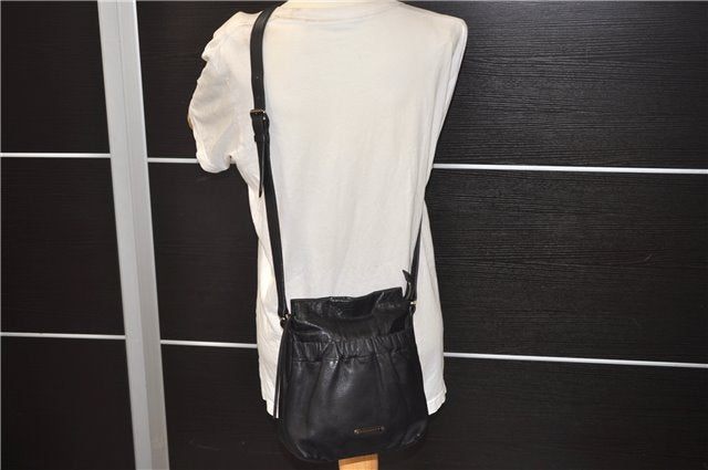 Authentic BURBERRY Vintage Leather Shoulder Cross Body Bag Purse Black 8486E