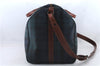 Auth POLO Ralph Lauren Vintage Check PVC Leather Travel Boston Bag Green 8504C