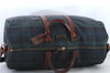 Auth POLO Ralph Lauren Vintage Check PVC Leather Travel Boston Bag Green 8504C