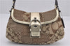 Authentic COACH Signature Shoulder Hand Bag Canvas Leather F12316 Brown 8506F