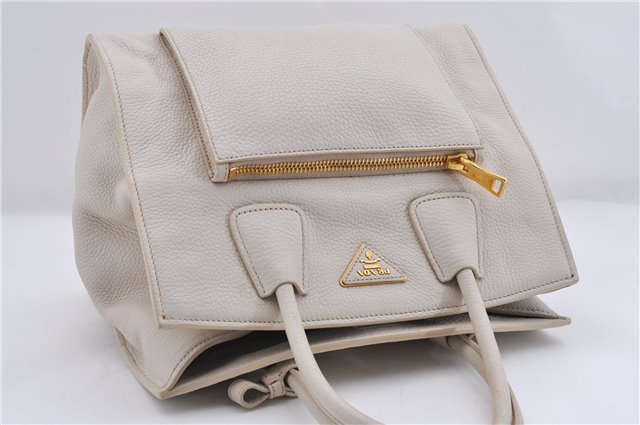 Authentic PRADA Leather 2Way Shoulder Hand Bag White 8508D