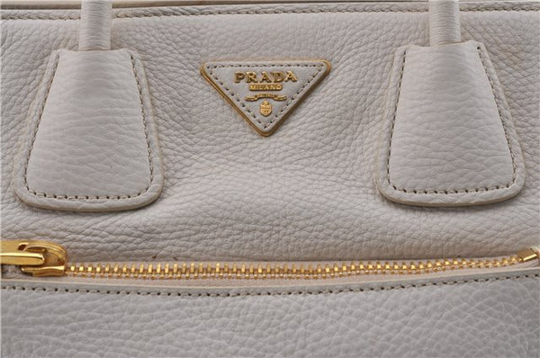 Authentic PRADA Leather 2Way Shoulder Hand Bag White 8508D