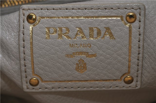 Authentic PRADA Leather 2Way Shoulder Hand Bag White 8508D