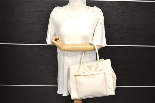 Authentic PRADA Leather 2Way Shoulder Hand Bag White 8508D