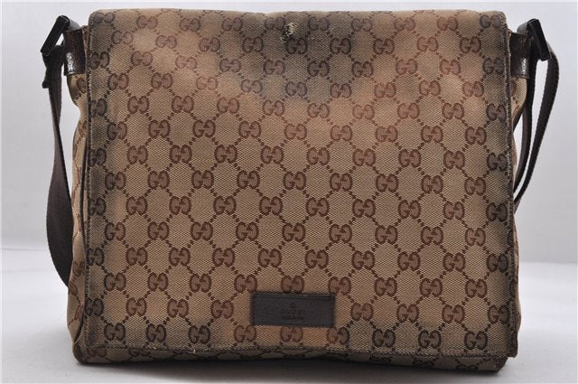 Authentic GUCCI Shoulder Cross Body Bag GG Canvas Leather 146236 Brown 8509C