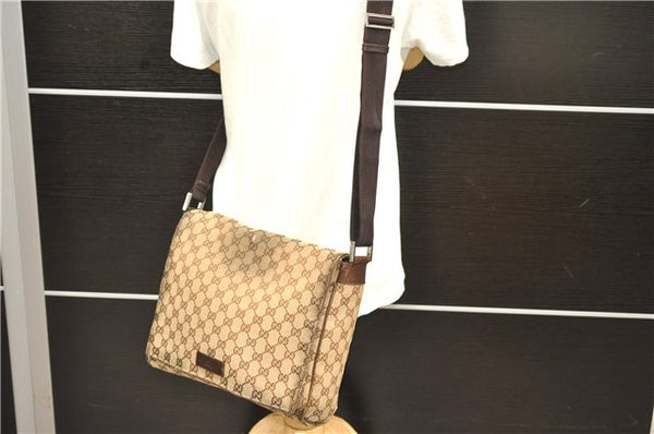 Authentic GUCCI Shoulder Cross Body Bag GG Canvas Leather 146236 Brown 8509C