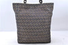 Authentic FENDI Zucchino Tote Bag Canvas Leather Blue 8510C