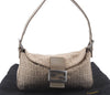 Auth FENDI Zucchino Mamma Baguette Shoulder Hand Bag Canvas Leather Beige 8510D