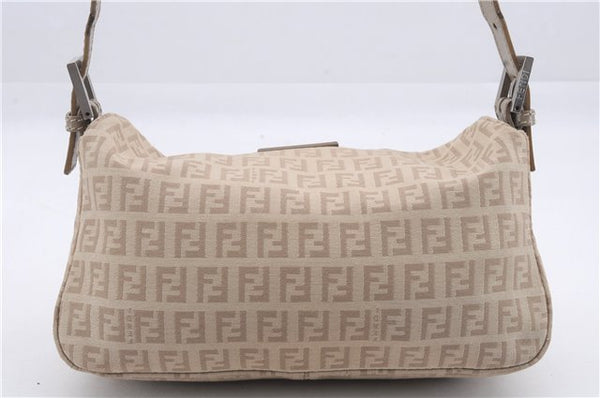 Auth FENDI Zucchino Mamma Baguette Shoulder Hand Bag Canvas Leather Beige 8510D