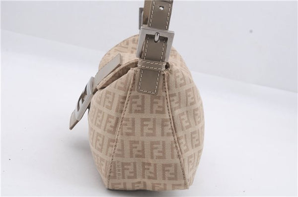 Auth FENDI Zucchino Mamma Baguette Shoulder Hand Bag Canvas Leather Beige 8510D